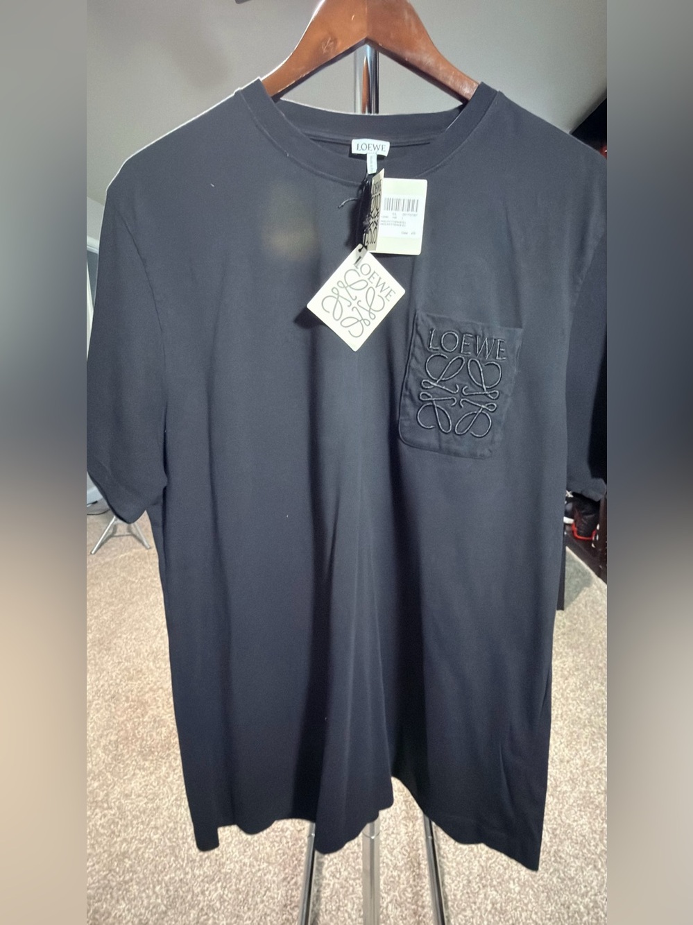 LOEWE Relaxed Fit Tonal Pocket Logo T‑Shirt Size L